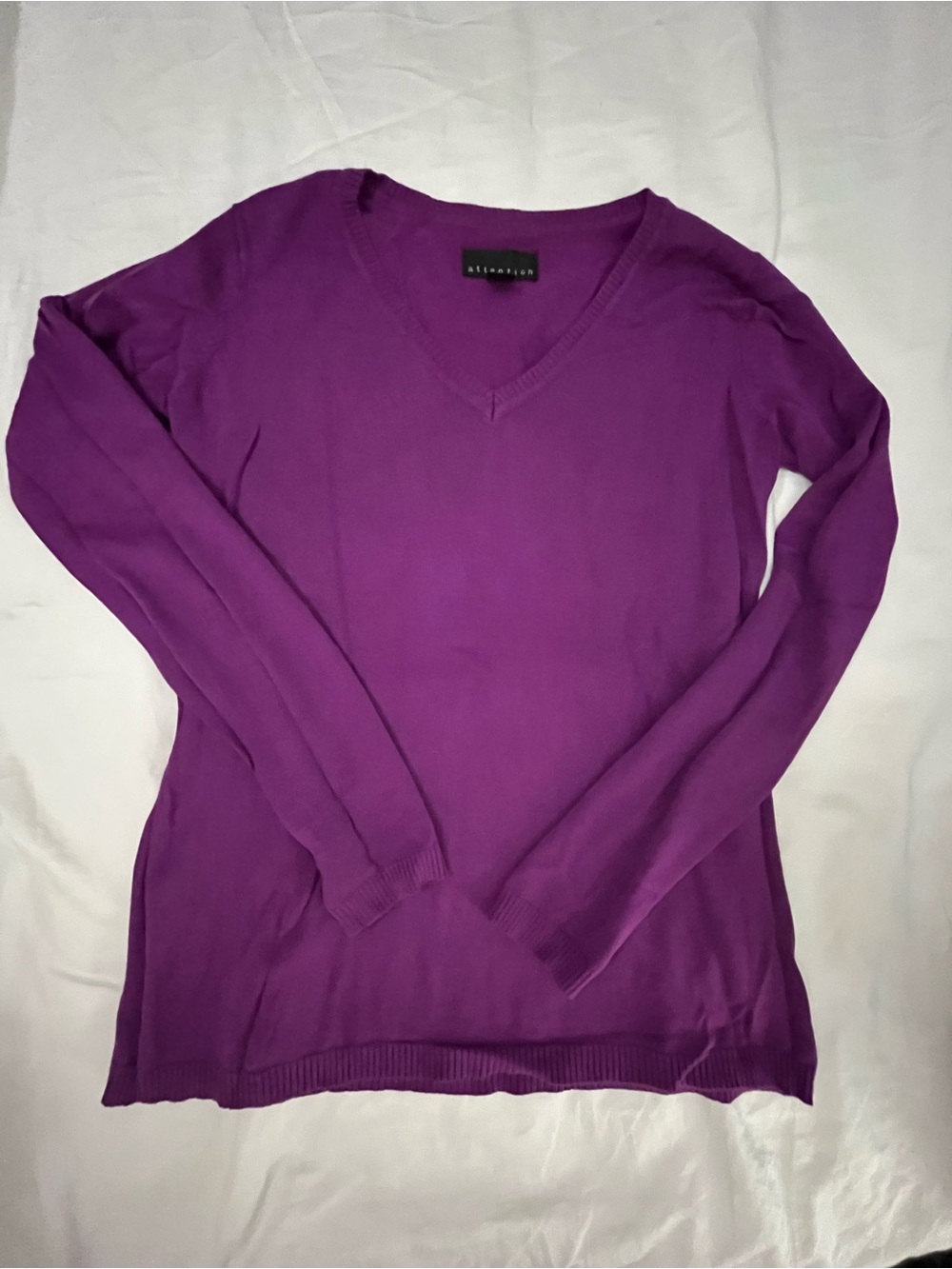 attention Purple V-Neck Long Sleeve Top